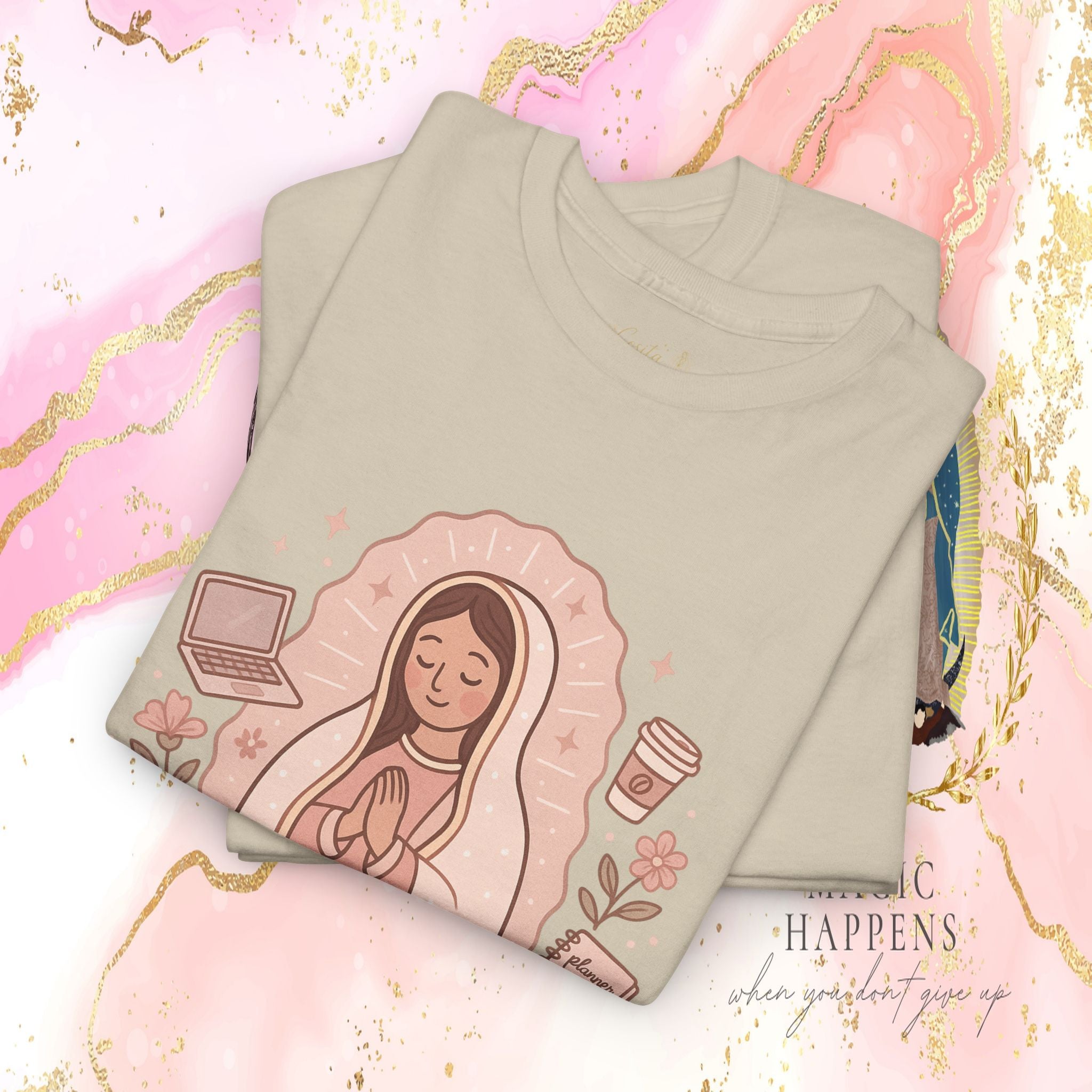 Con Fe y Fuego T-Shirt – Virgen Inspired Graphic Tee, Spiritual Faith Shirt, Latina Religious Unisex Top