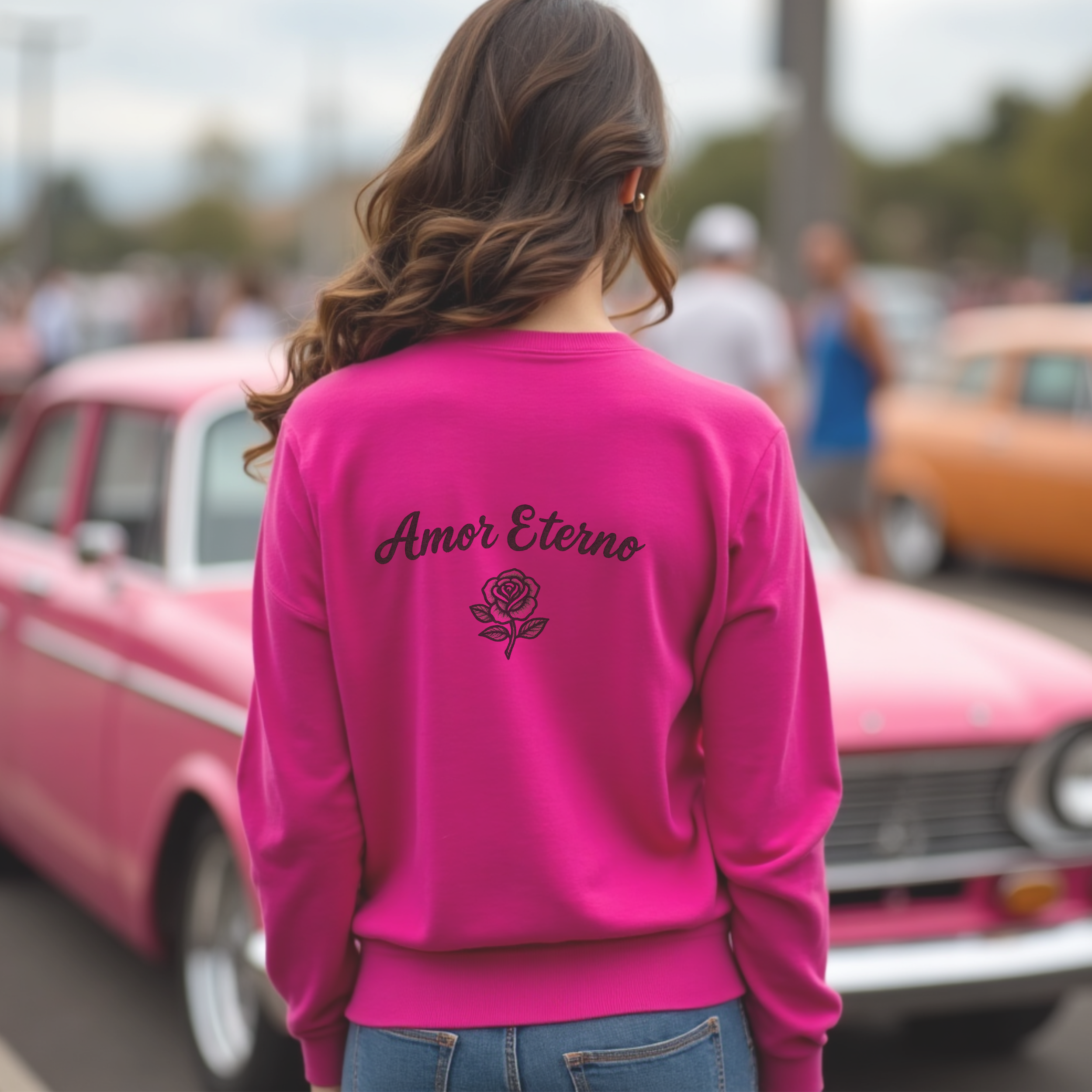 Amor Eterno Sweatshirt – Chicano Style Día de los Muertos Crewneck, Eternal Love Calavera Graphic, Latino Cultura Sweater