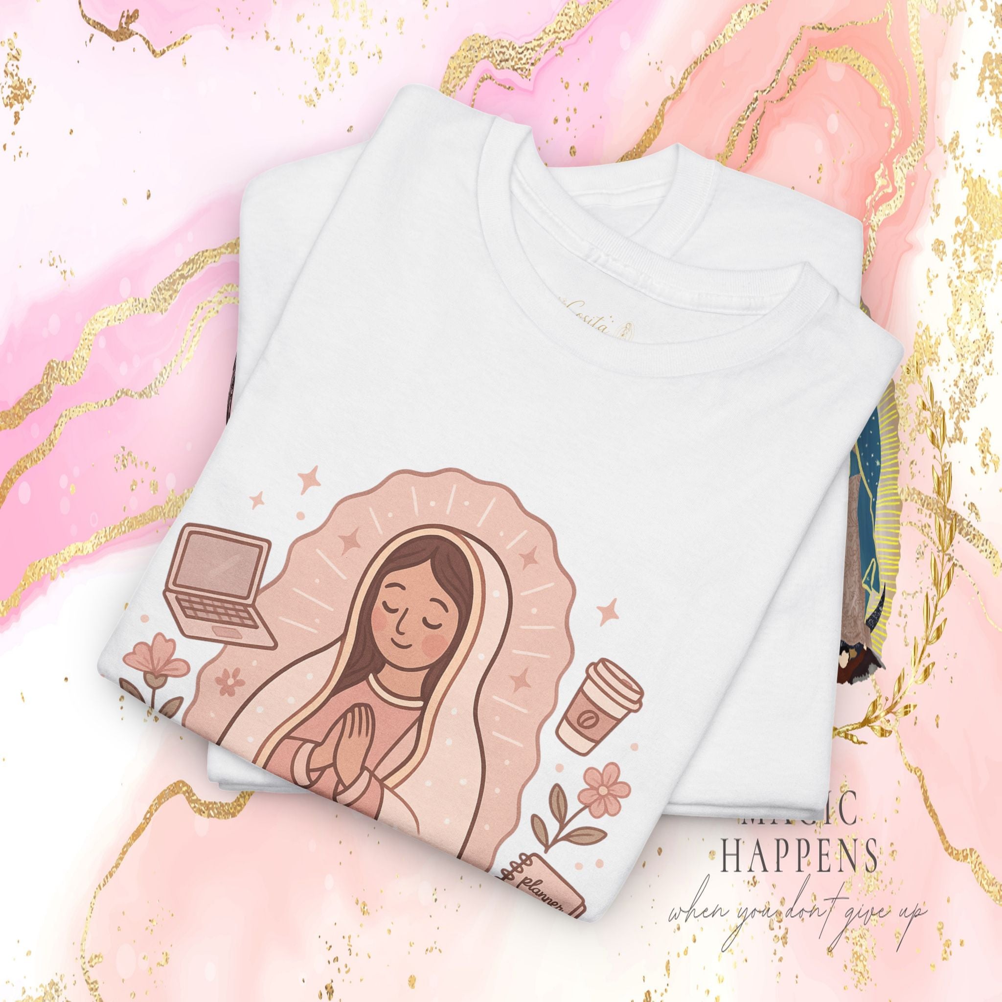 Con Fe y Fuego T-Shirt – Virgen Inspired Graphic Tee, Spiritual Faith Shirt, Latina Religious Unisex Top