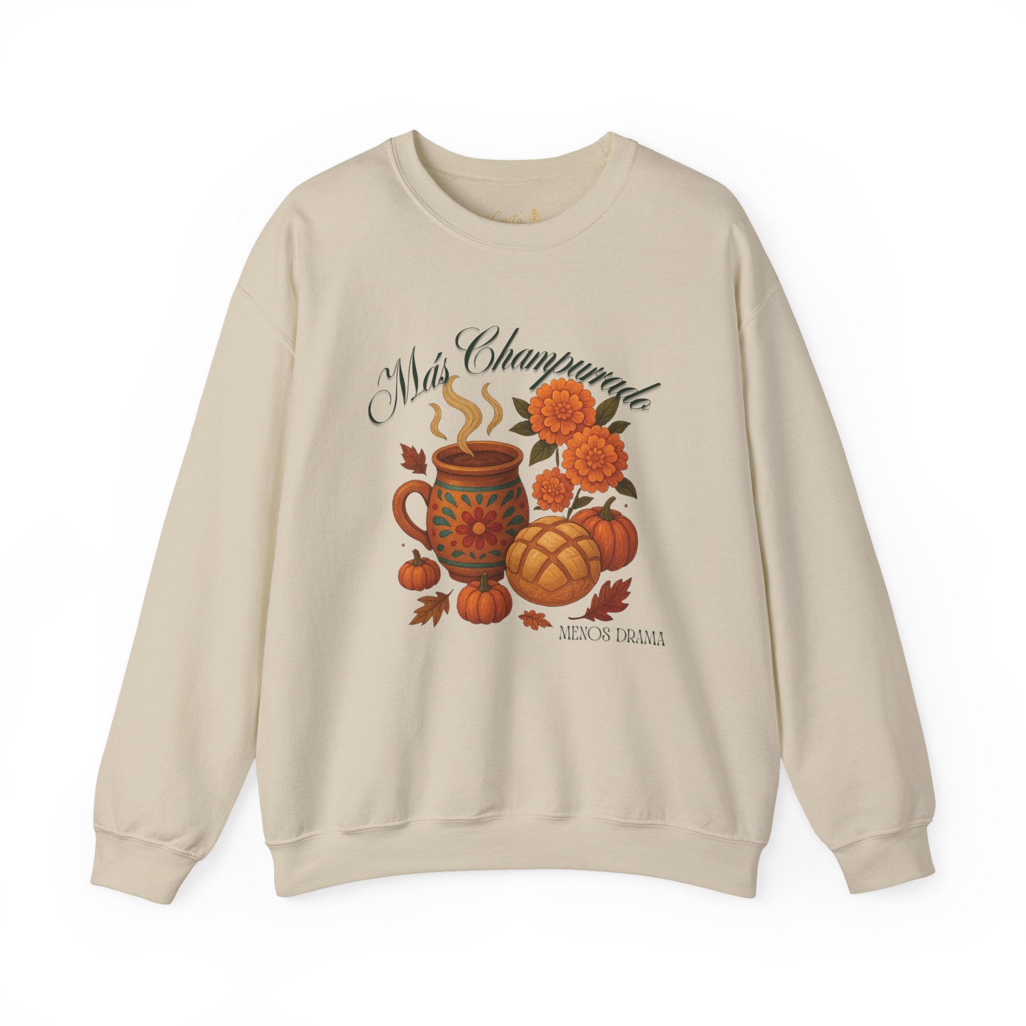 Más Champurrado Menos Drama Sweatshirt – Cozy Mexican Fall Crewneck, Pan Dulce & Hot Drink Sweater, Latina Autumn Outfit
