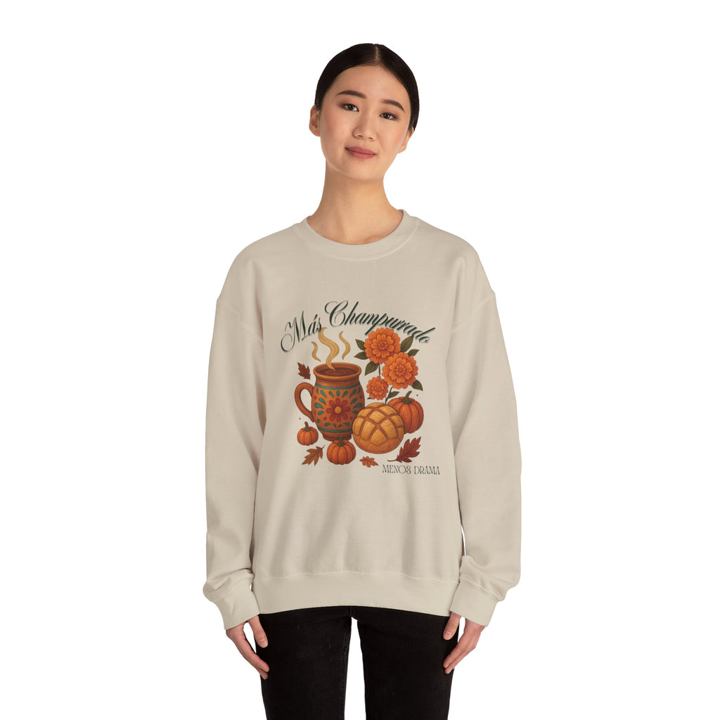 Más Champurrado Menos Drama Sweatshirt – Cozy Mexican Fall Crewneck, Pan Dulce & Hot Drink Sweater, Latina Autumn Outfit