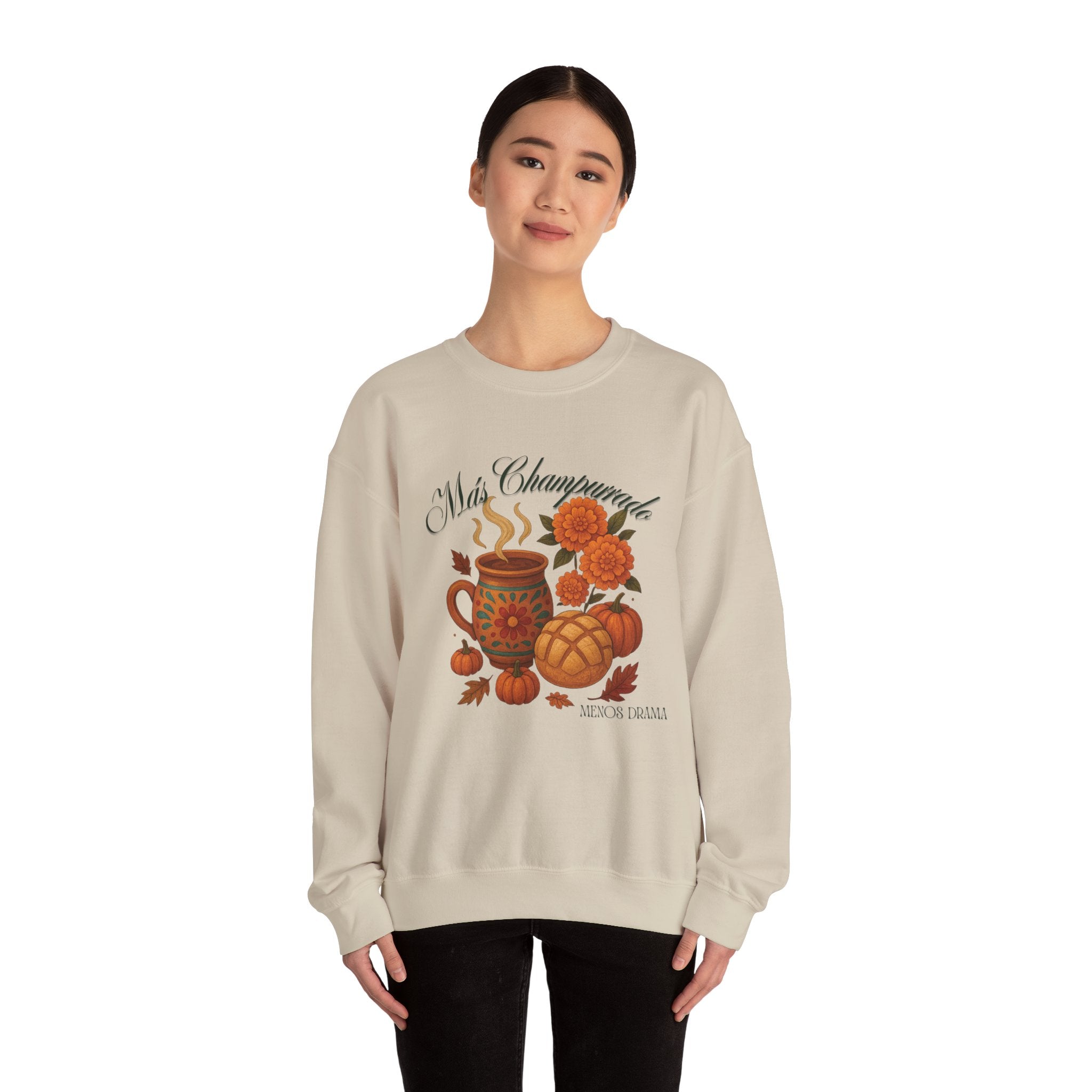 Más Champurrado Menos Drama Sweatshirt – Cozy Mexican Fall Crewneck, Pan Dulce & Hot Drink Sweater, Latina Autumn Outfit